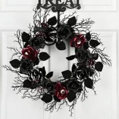 National Tree Company 22" Halloween Black Rose Wreath -Home Decor Store GUEST de449a50 27f7 4fbb 9d9d 3c4b0abd6fe1