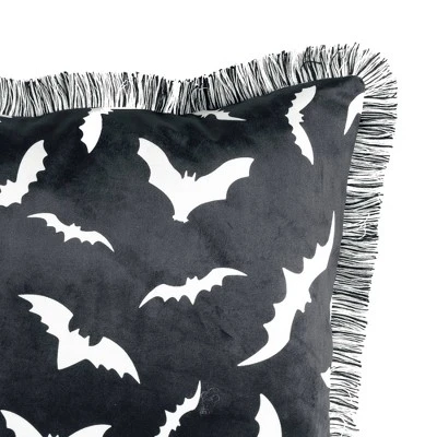 18"x18" Swarm Of Bats Halloween Square Throw Pillow Black - Lush Décor 4 18"x18" Swarm Of Bats Halloween Square Throw Pillow Black - Lush Décor - Image 2