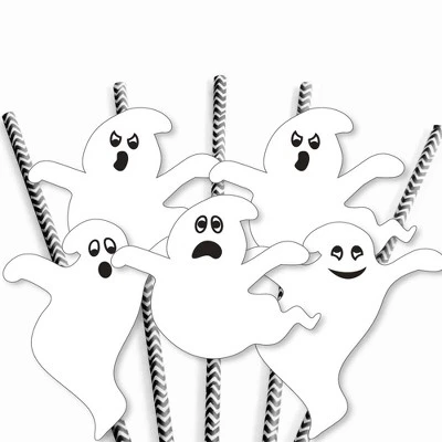 Big Dot Of Happiness Spooky Ghost - Paper Straw Decor - Halloween Party Striped Decorative Straws - Set Of 24 6 Big Dot Of Happiness Spooky Ghost - Paper Straw Decor - Halloween Party Striped Decorative Straws - Set Of 24 - Image 4