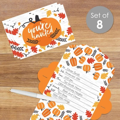 Big Dot Of Happiness Fall Pumpkin - Fill-In Cards - Halloween Or Thanksgiving Party Fold And Send Invitations - Set Of 8 3 Big Dot Of Happiness Fall Pumpkin - Fill-In Cards - Halloween Or Thanksgiving Party Fold And Send Invitations - Set Of 8