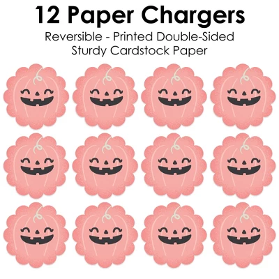 Big Dot Of Happiness Pastel Halloween - Pink Pumpkin Party Round Table Decorations - Paper Chargers - Place Setting For 12 7 Big Dot Of Happiness Pastel Halloween - Pink Pumpkin Party Round Table Decorations - Paper Chargers - Place Setting For 12 - Image 5