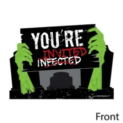 Big Dot Of Happiness Zombie Zone - Shaped Fill-in Invitations - Halloween Or Birthday Zombie Crawl Party Invitation Cards With Envelopes - Set Of 12