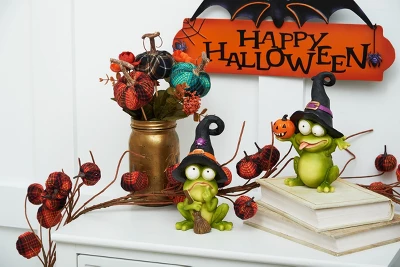 Gallerie II Frog With Witch Hat & Pumpkin Halloween Figure Decor Decoration 4 Gallerie II Frog With Witch Hat & Pumpkin Halloween Figure Decor Decoration - Image 2